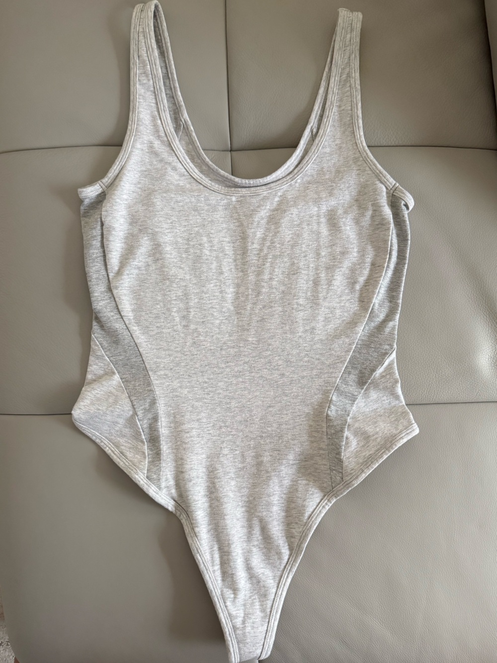 aerie Light Gray Scoop Neck Tank Bodysuit